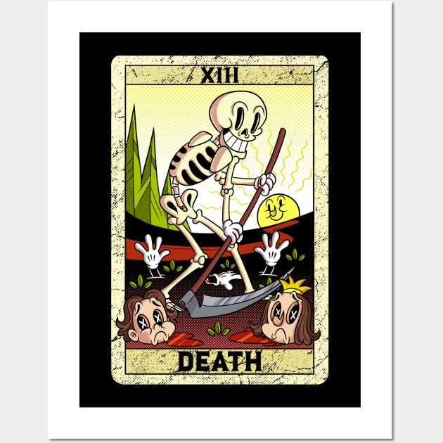 Grim Reaper - Death Tarot Card cartoon - number 13 Occult Wall Art by Juandamurai